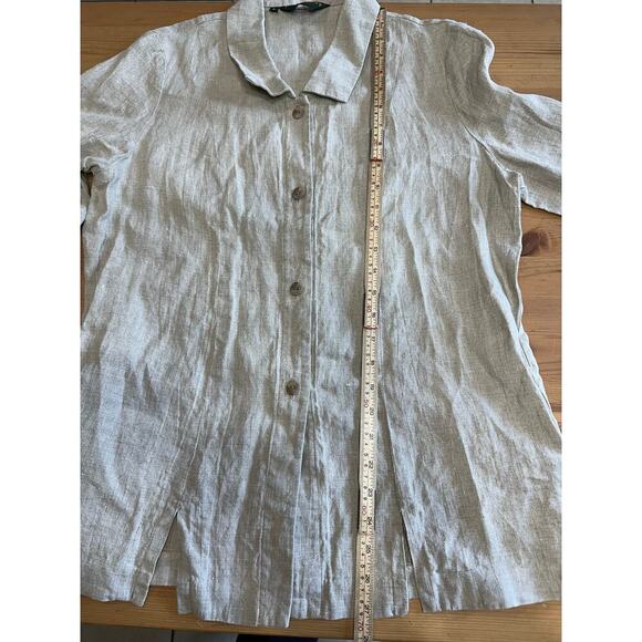 VTG Linen Long Sleeve Tunic Top Women 6 Neutral Lagenlook CottageCore Beach Trip - Picture 5 of 7